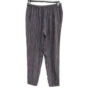 Eileen Fisher - Grey Purple Silk pants elastic waist pockets women's size S/P